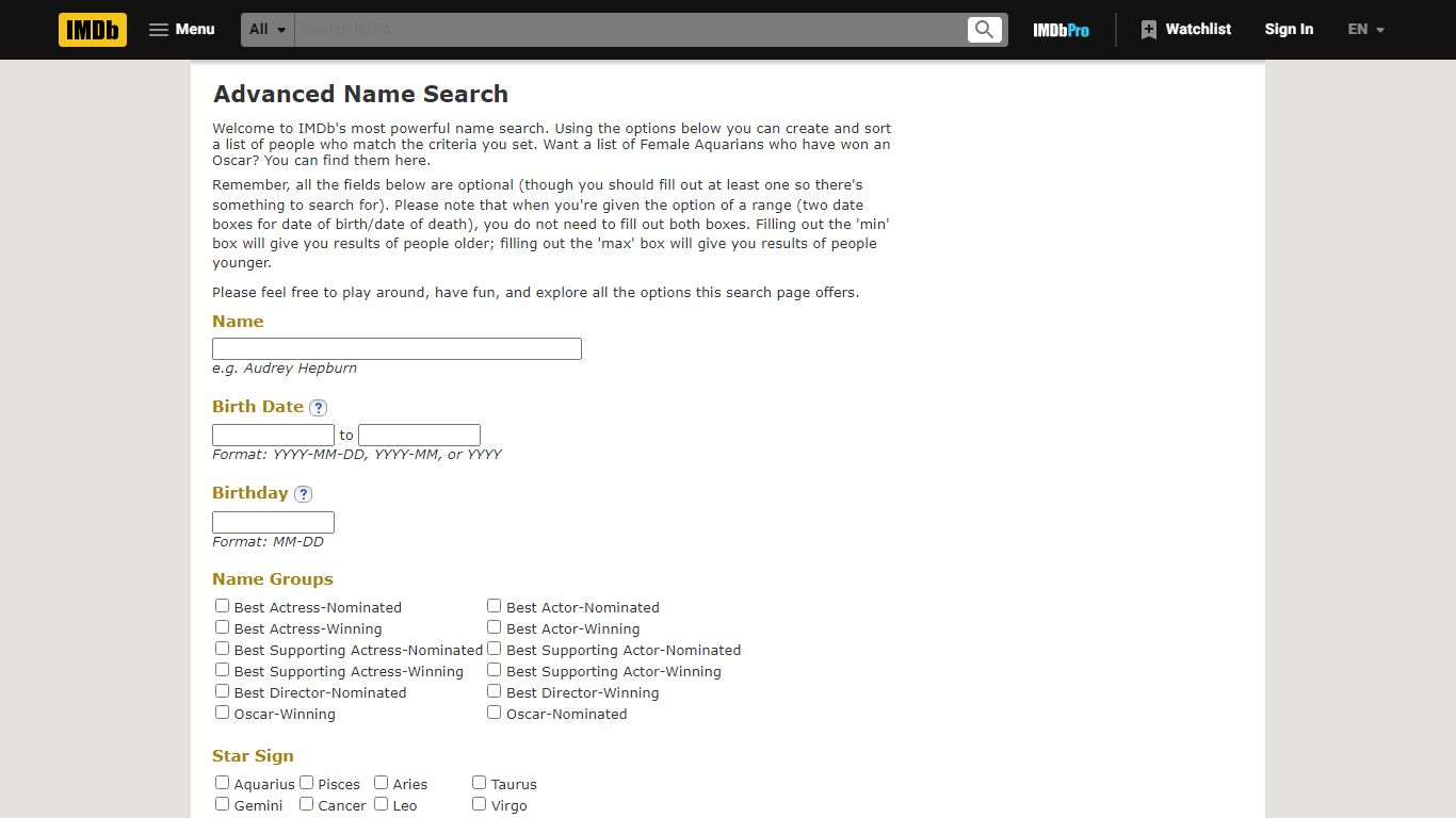 IMDb: Advanced Name Search - IMDb